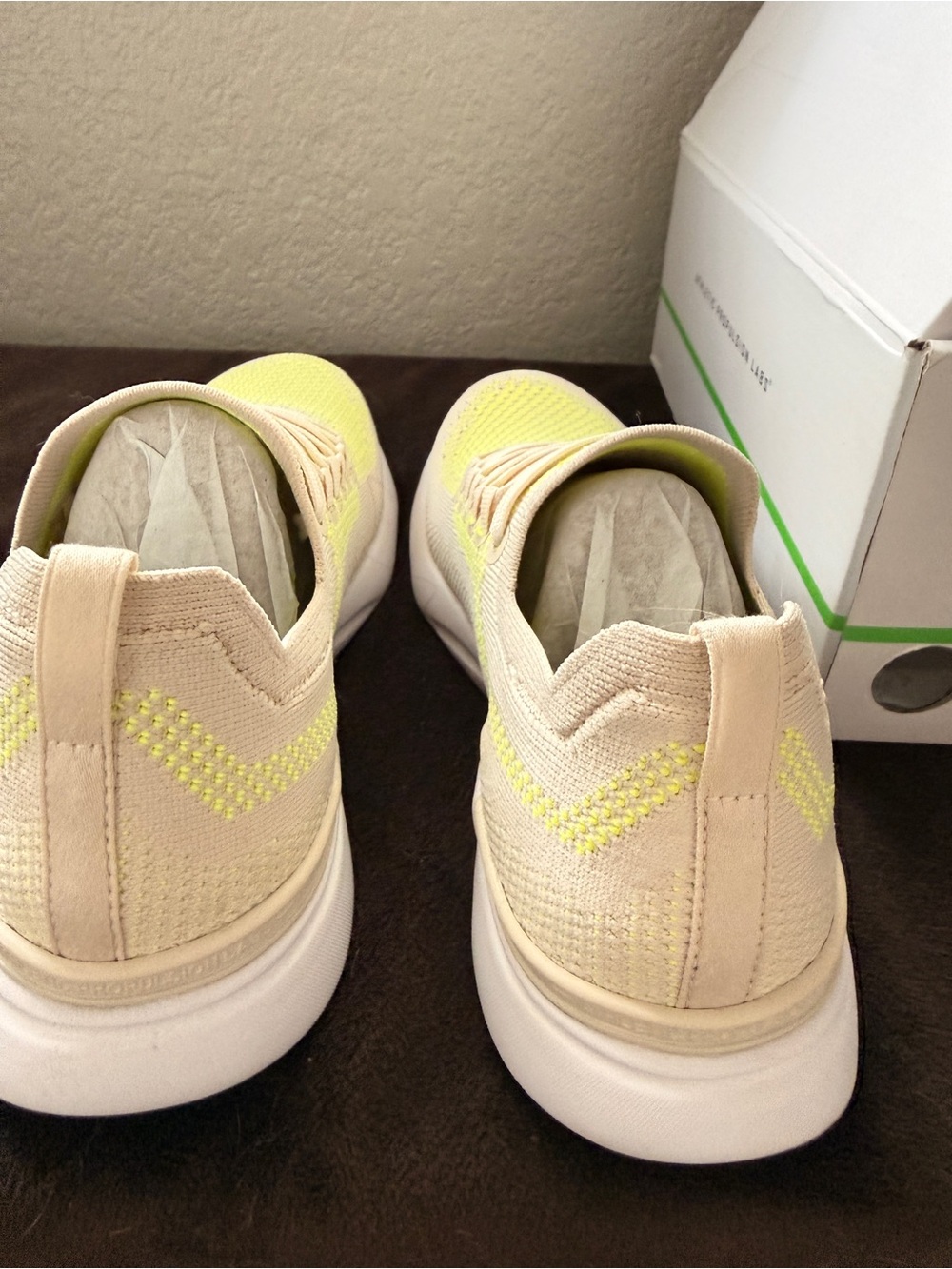 APL Women's Techloom Breeze Knit Sneakers in Cream and Neon Yellow - Picture 6 of 7